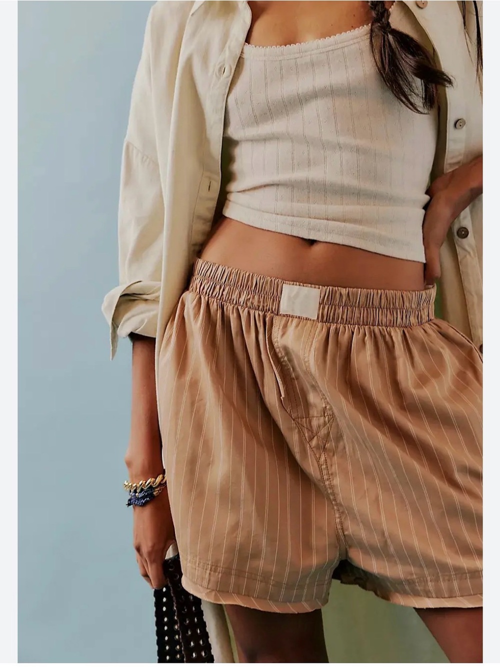 Free People Intimately Day to Day Boxers Tan Combo